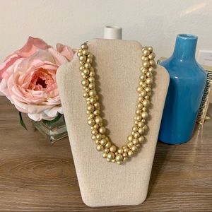 Gold Double Strand Short Beaded Necklace